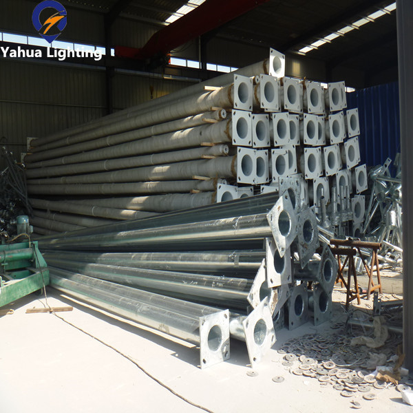 Manufactures 5m 8m 12m Q535 galvanized metal pole for lighting/ornamental lighting pole