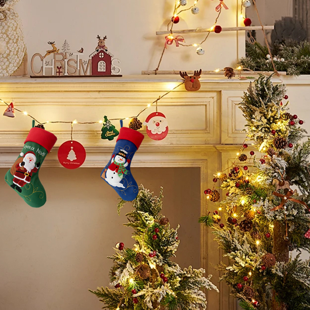 Customized Best-Selling Christmas Decorative Stockings Christmas Fireplace Gifts Hanging Stocking Bags Home Party Decorations