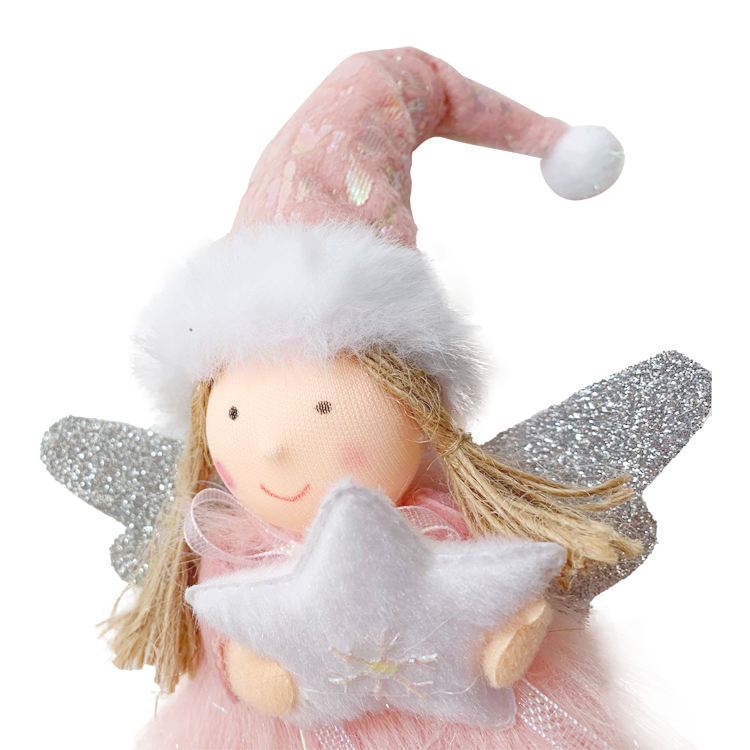 Christmas Decoration Supplies 22cm Long Lovely Pink Holiday Star Decoration Toys Christmas Tree Hanging  Angel Pendant