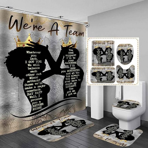 Queen King Couple Inspirational Quotes 3D Waterproof Bathroom Sexy Girl African Shower Curtains Sets with Rugs