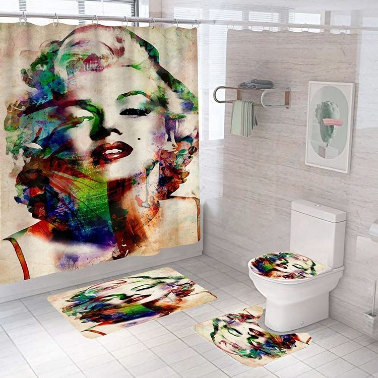 Sexy American Girl Women Bathroom Fashion Marilyn Monroe Classic Vintage Bath Shower Curtains