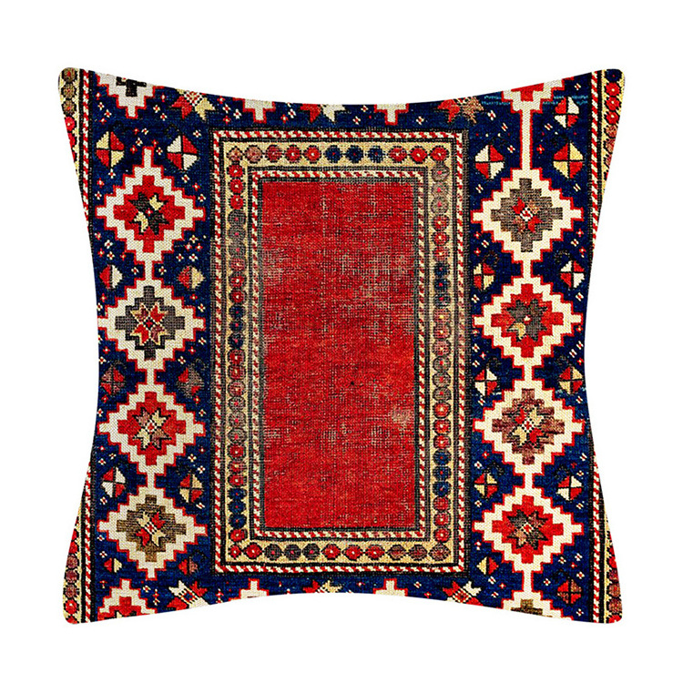 Red Tribal Geometric Throw Pillow Case Turkish Kilim Cushion Cover for Outdoor Couch Sofa Decor