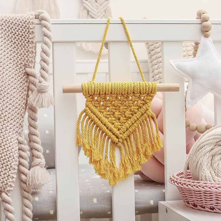 Baby Girl Nursery Room Decor Cotton Nordic Tassel Ornaments Mini Macrame Wall Hanging