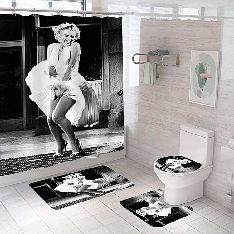 Sexy American Girl Women Bathroom Fashion Marilyn Monroe Classic Vintage Bath Shower Curtains