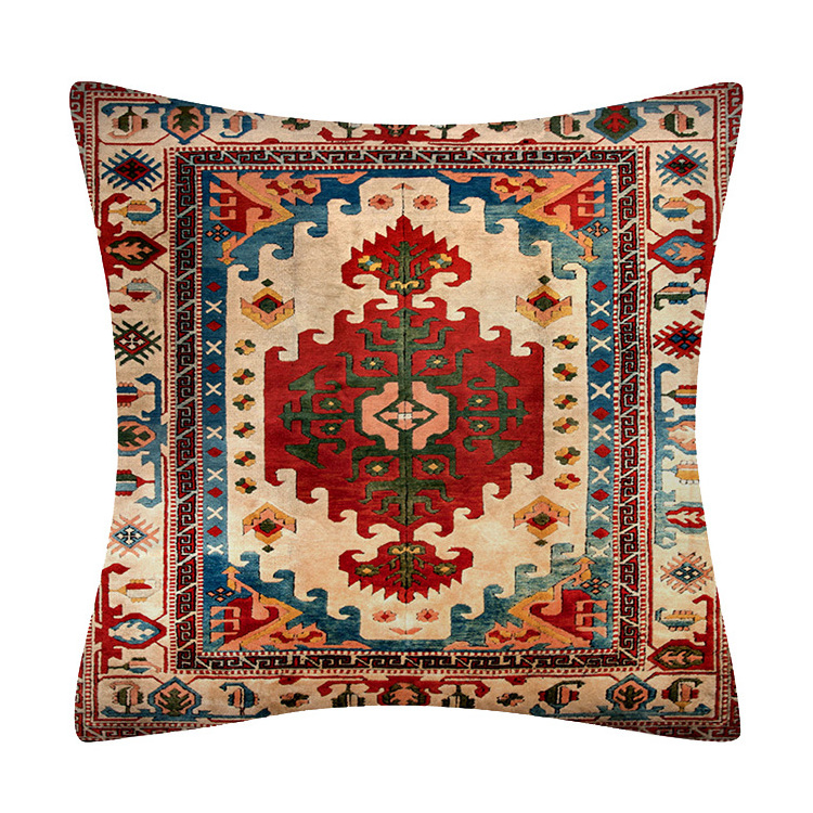 Red Tribal Geometric Throw Pillow Case Turkish Kilim Cushion Cover for Outdoor Couch Sofa Decor