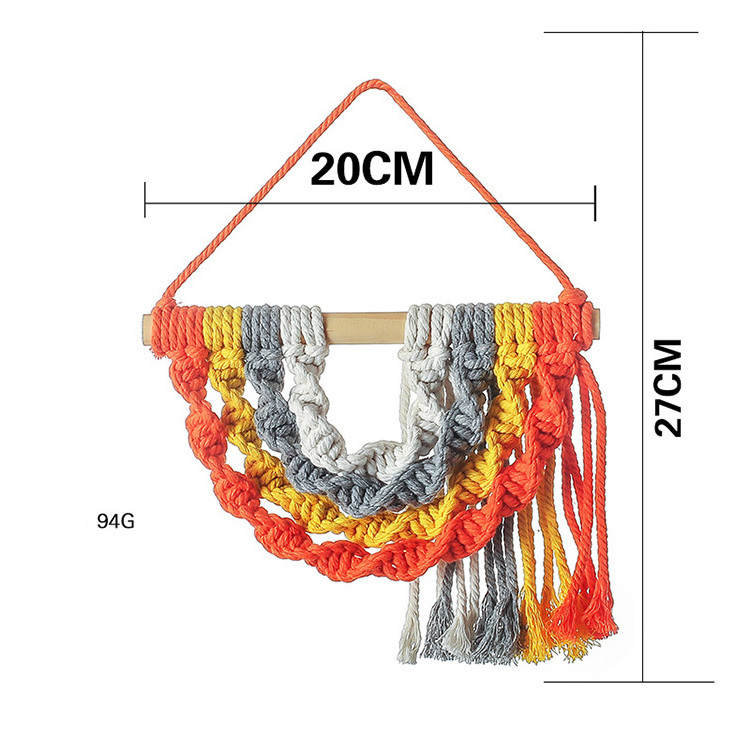 Rainbow Macrame Nursery Decor Pendant Tassel Wall Hanging for Children Bedroom Baby Room