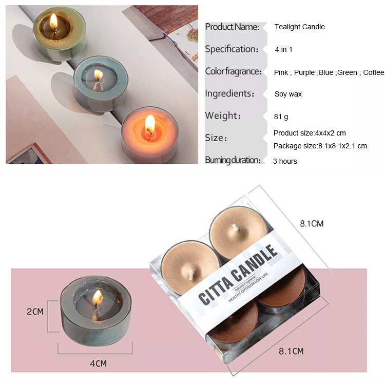 4 pcs Set Box Tealight Candle Aromatherapy Wholesale Mini Tea Light Candles for Wedding Birthday Party Decoration