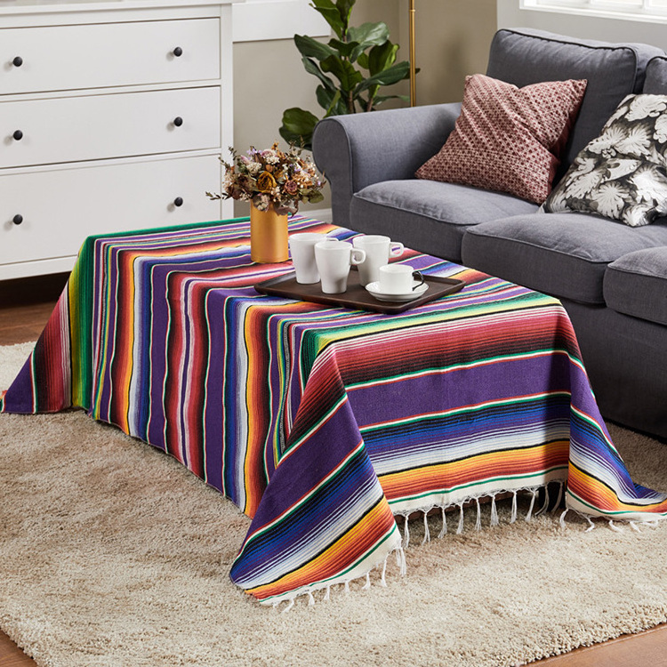 Mexican Party Wedding Dining Home Tapestries Beach Blanket Rugs Sofa Cover Stripe Woven Table Runner