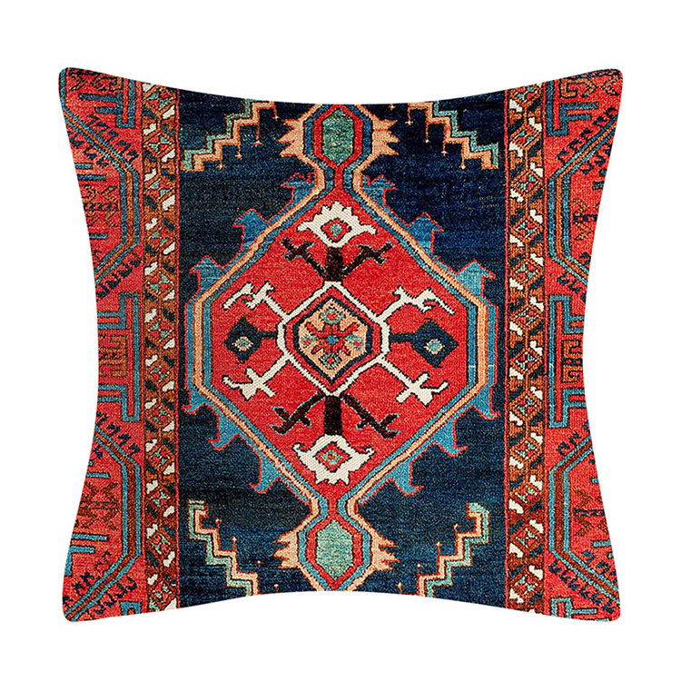 Red Tribal Geometric Throw Pillow Case Turkish Kilim Cushion Cover for Outdoor Couch Sofa Decor