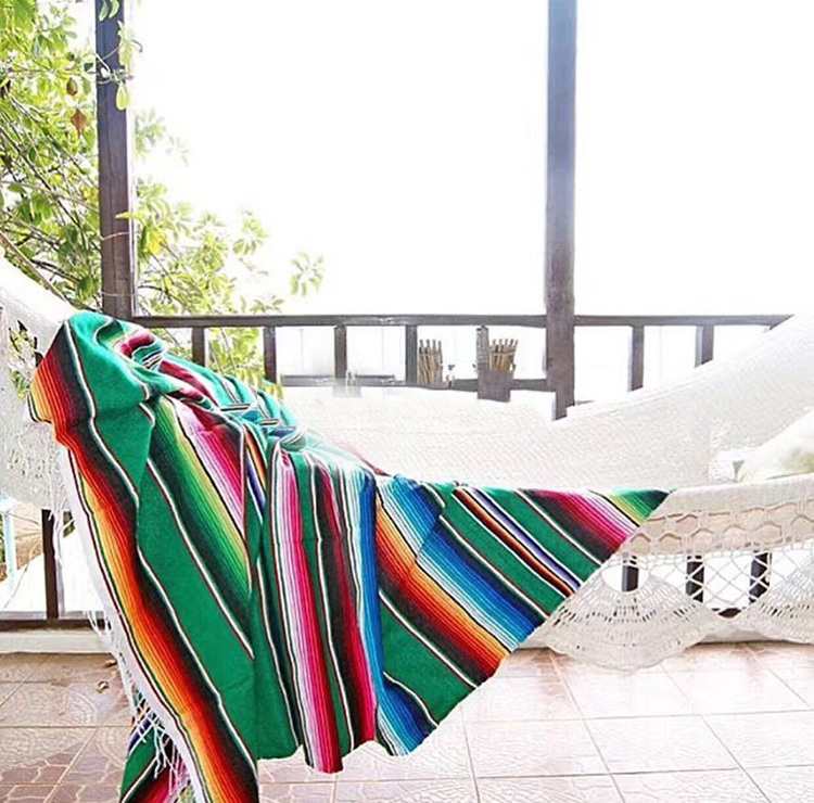 Mexican Party Wedding Dining Home Tapestries Beach Blanket Rugs Sofa Cover Stripe Woven Table Runner