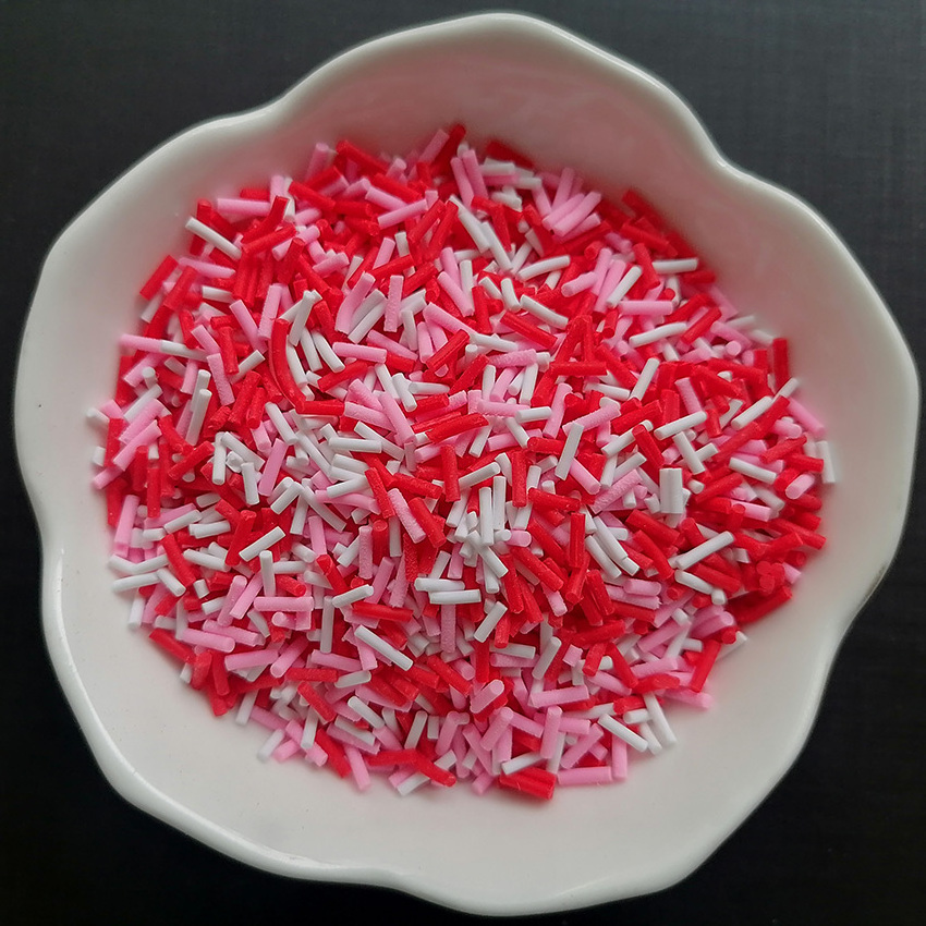 500g Candy Crumbs Long Polymer Clay Slices Mix Red White Polymer Sprinkles for DIY Craft Slime Filling Nail Art