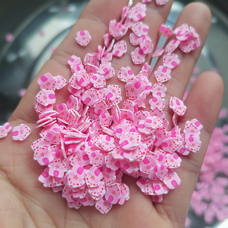 500g Christmas Polymer Clay Slices Pink House Polymer Sprinkles for DIY Craft Slime Filling Nail Art