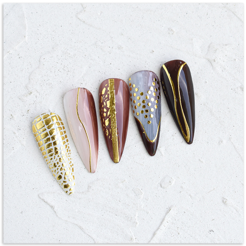 Ultra Thin Waterproof Self Adhesive 3D Nail Decals Holographic Gold Silver Snake Leopard Nail Stickers