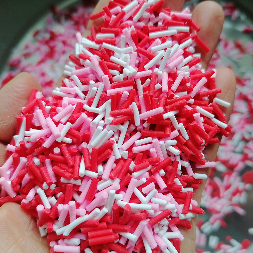 500g Candy Crumbs Long Polymer Clay Slices Mix Red White Polymer Sprinkles for DIY Craft Slime Filling Nail Art