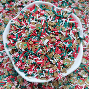 500g Christmas Peppermint Snow House Gingerbread Man Polymer Clay Slices DIY Craft Slime Polymer Sprinkles