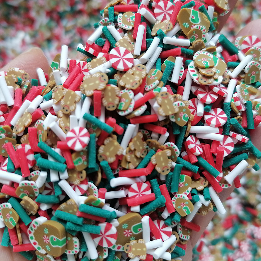 500g Christmas Peppermint Snow House Gingerbread Man Polymer Clay Slices DIY Craft Slime Polymer Sprinkles