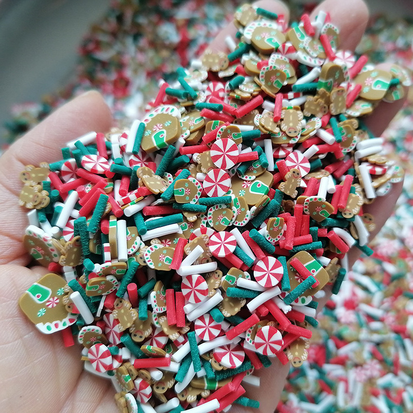 500g Christmas Peppermint Snow House Gingerbread Man Polymer Clay Slices DIY Craft Slime Polymer Sprinkles