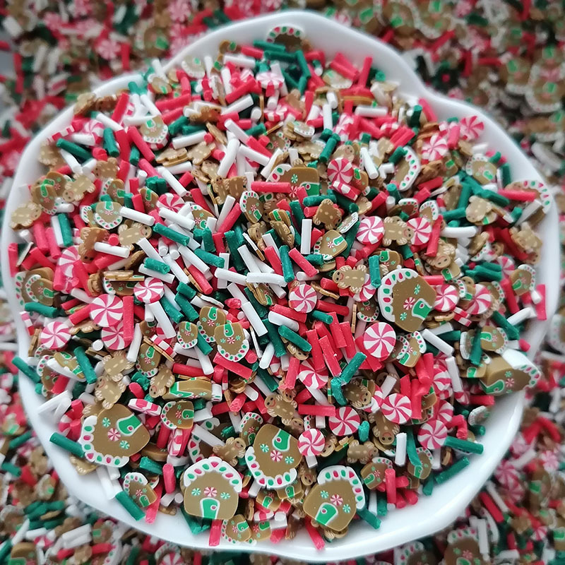 500g Christmas Peppermint Snow House Gingerbread Man Polymer Clay Slices DIY Craft Slime Polymer Sprinkles