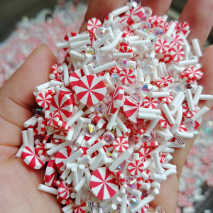 1000g DIY Craft Slime Filler Polymer Clay Slices Candy Red Peppermint Acrylic Rhinestone Mix Polymer Sprinkless Slices