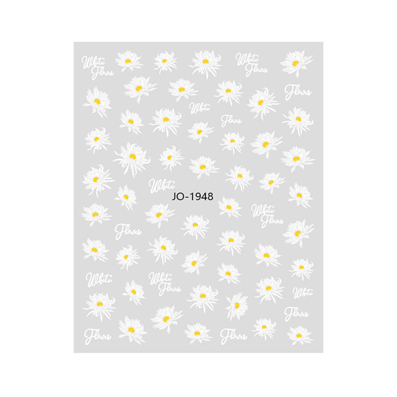 Small White Flower Daisy Rose Ultra Thin Fruit Colorful Waterproof Self Adhesive 3D Nail Stickers Decals Decoration