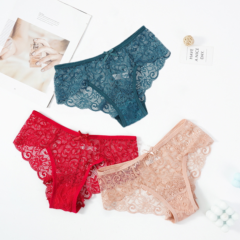 Spring summer breathable underwear ladies cotton panties women's underwear everyday comfortable briefs Transparent Lace Panties