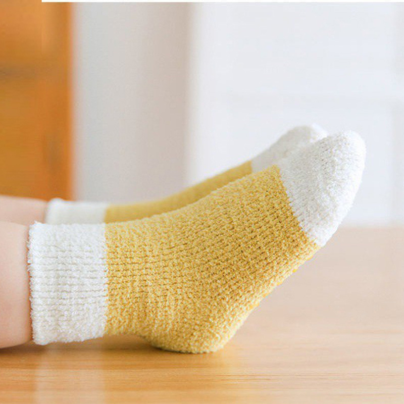 Baby Short Cute Non-slip Floor Socks Autumn And Winter Thickened Warm Leisure Feather Yarn Socks