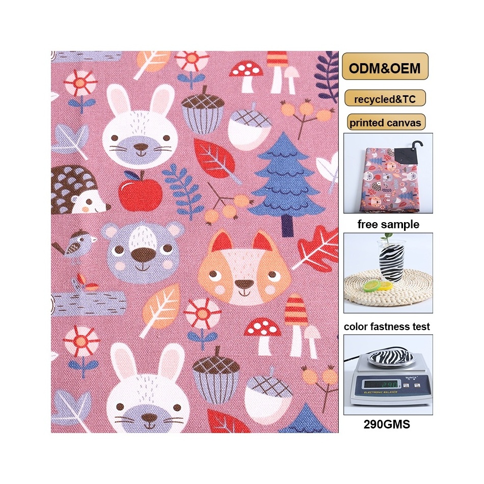 %40 Polyester %60 cotton recycled fabric Printed canvas fabric supports customization CVC