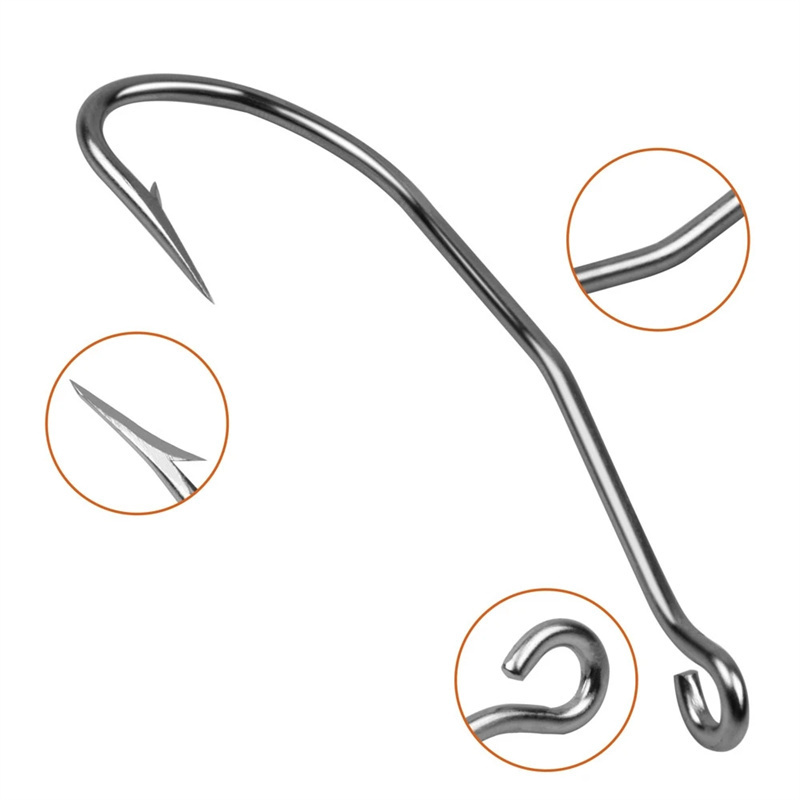 YOUME Stainless Steel Eel Fishing Hooks Open Circle Fishing Hook Jig Barbed Hooks For Saltwater