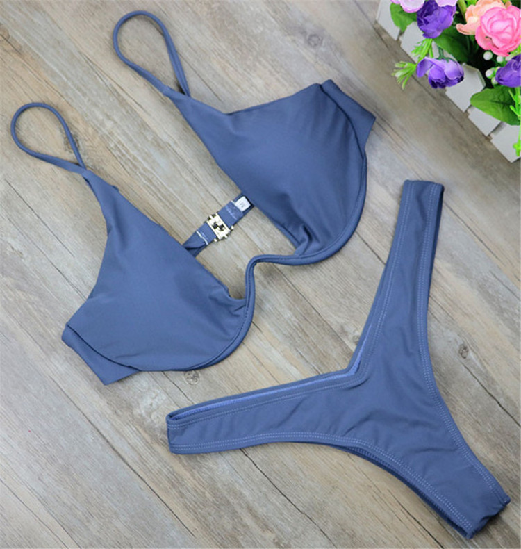 YOUME New High Cut Thong Bathing Suit High Waist Swimsuit Solid Swimwear Women Brazilian Biquini Swim Beach Micro Bikini Set