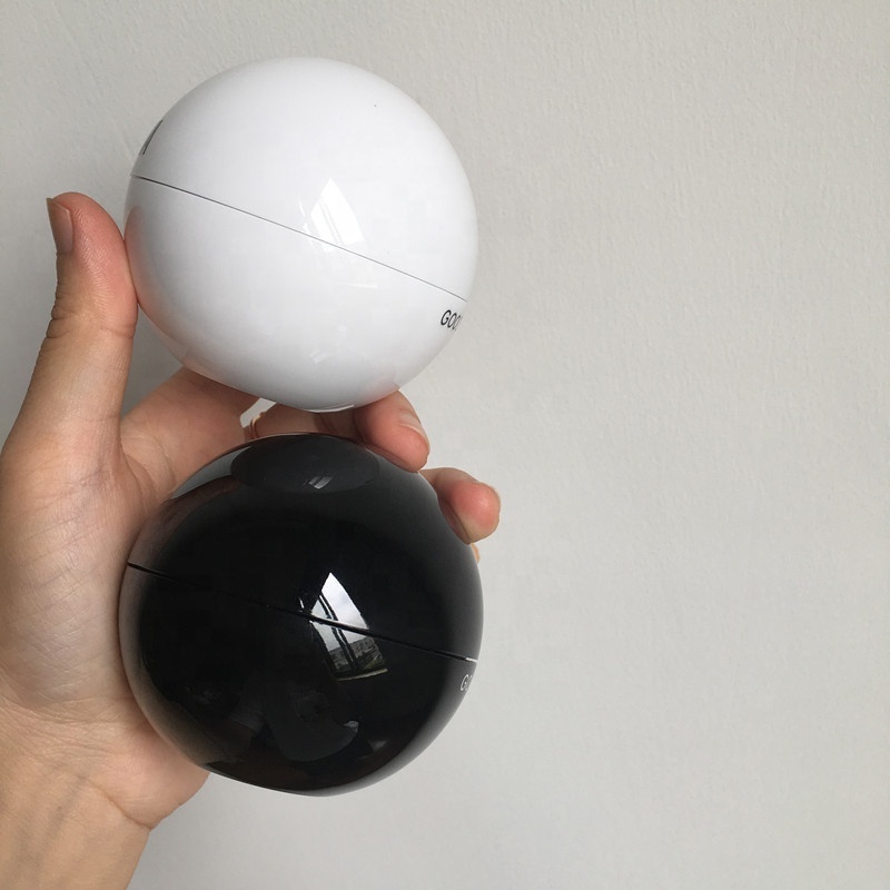 Luxury cosmetic packing white black ball shape acrylic double wall cream jar