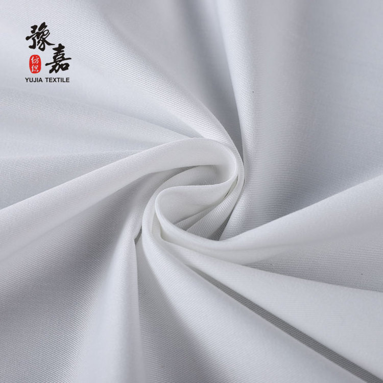 High quality woven TC 65/35 twill cotton polyester plain white bleached fabric for shirting dress