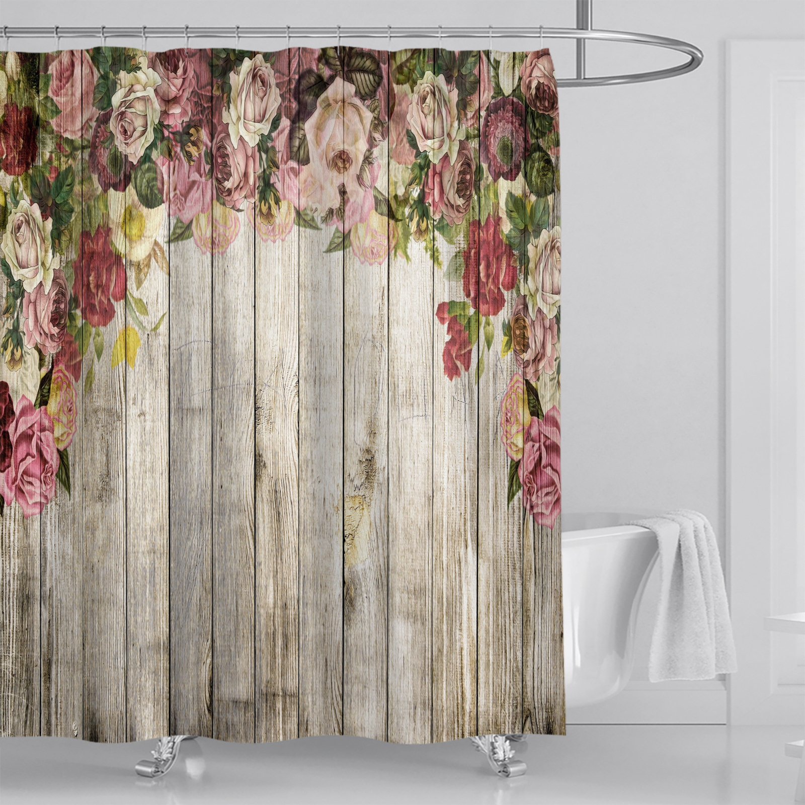 Daisy flower Shower Curtain Polyester Bath Curtain With Hook