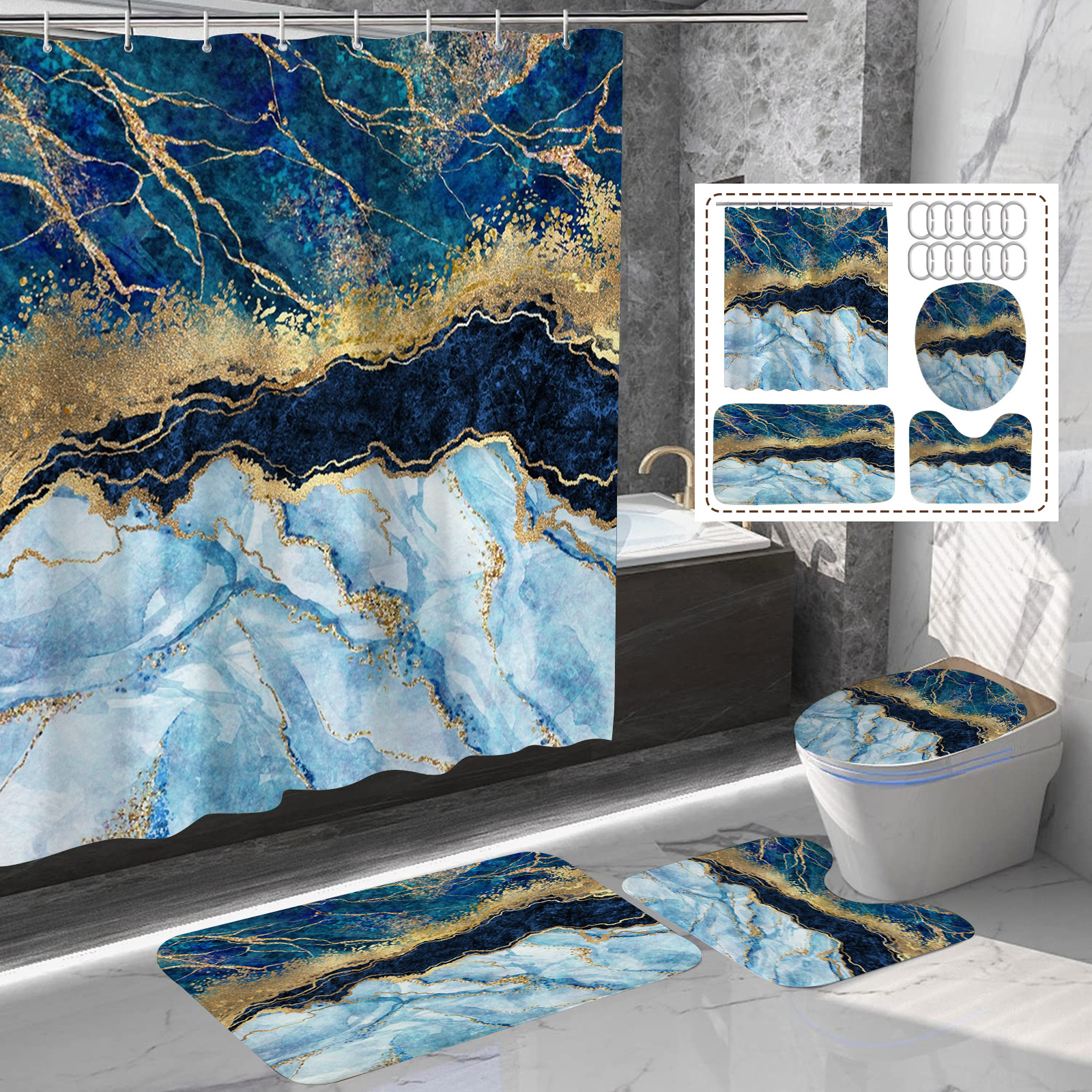 Unique Fall Extra Wide Cheapest Rustic Shower Curtain Set Bathroom Decor Sunset Landscape Tourist Printed Shower Curtain