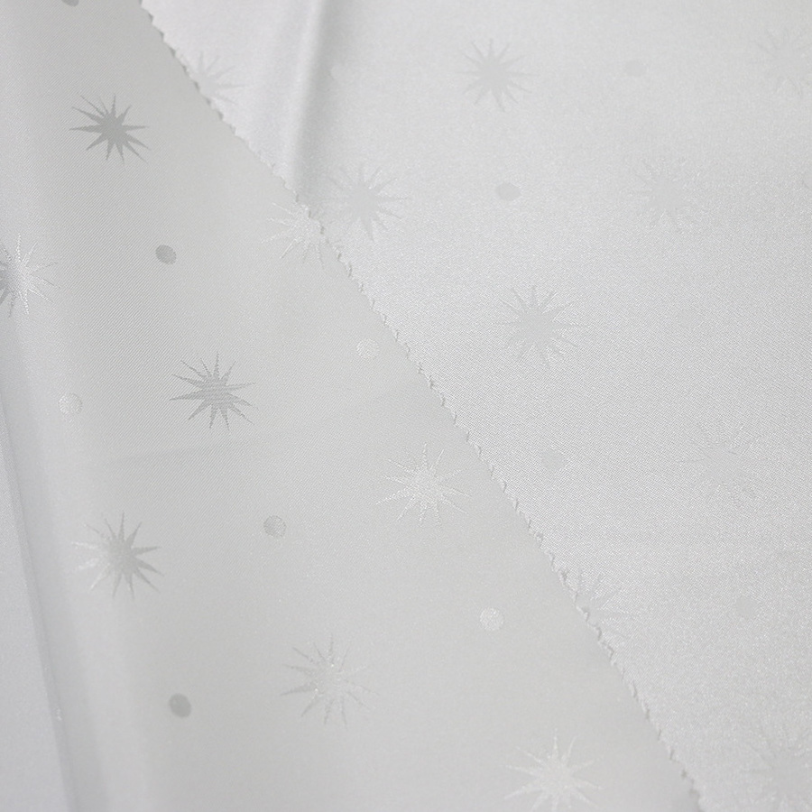 Lovely Flat Star Design Satin Jacquard Fabric 97%Polyester 3%Spandex Glossy And Textured For Garment