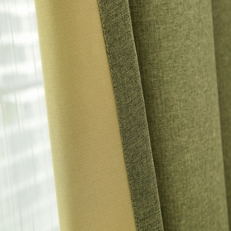 High quality beautiful green solid turkish window hotel room linen blackout luxury curtains for the living room