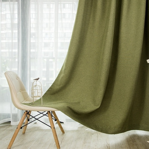 High quality beautiful green solid turkish window hotel room linen blackout luxury curtains for the living room