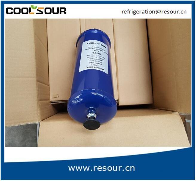 Refrigeration Heat exchange suction line accumulator for condensing unit