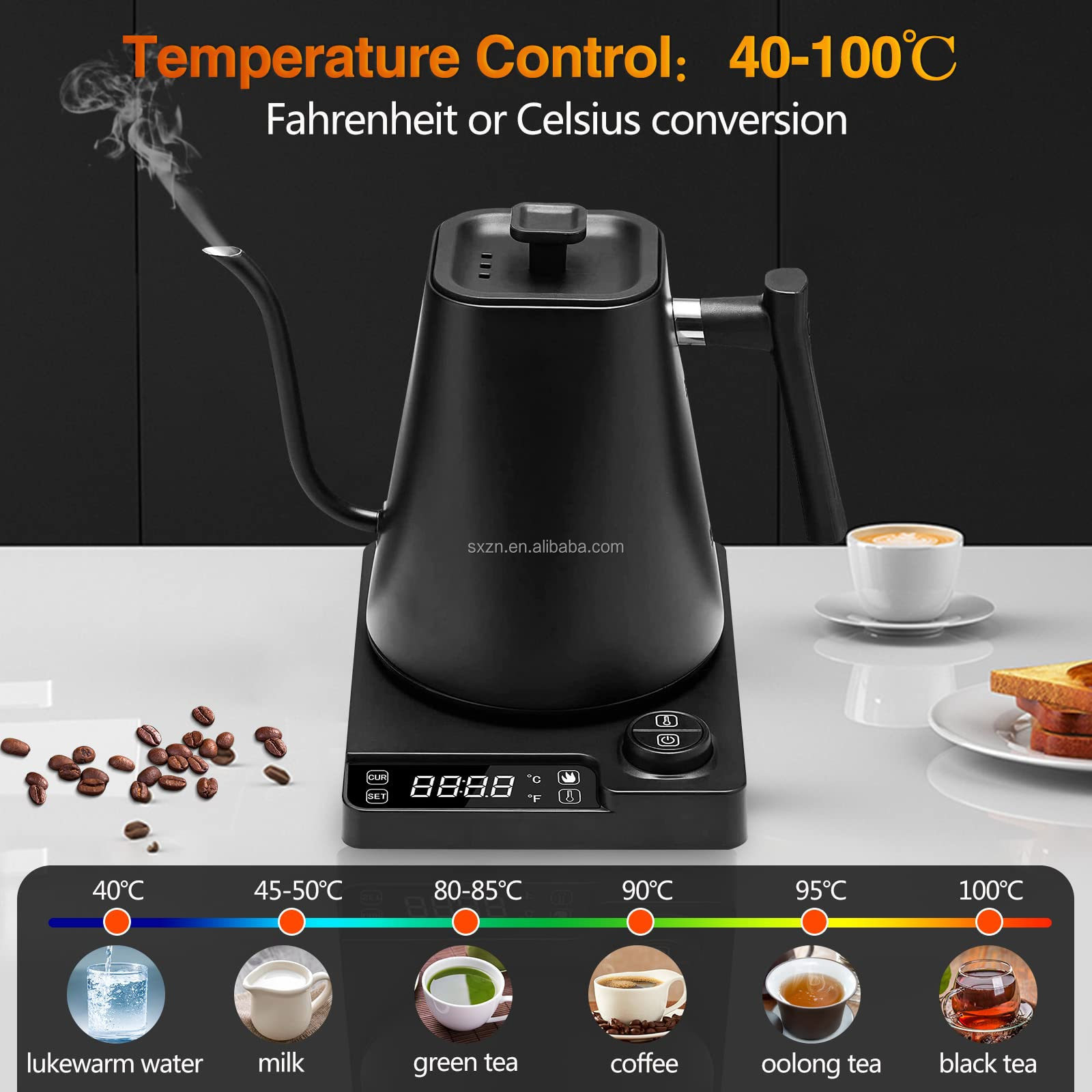 Gooseneck Electric Kettle,900 ML  coffee and tea coffee maker Gooseneck Electric Kettle Temperature control