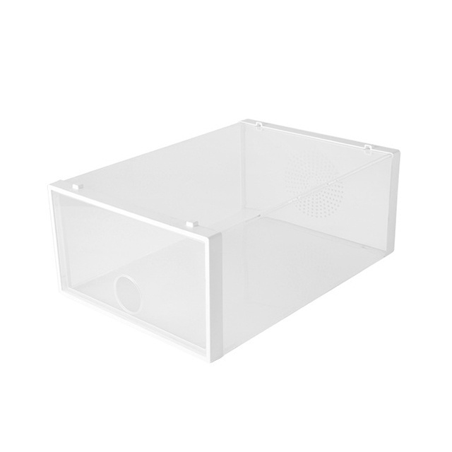 JILEN- Shoe Storage Boxes Clear Plastic Stackable, Shoe Organizer Containers with Lids for Women/Men shoe rack with seat