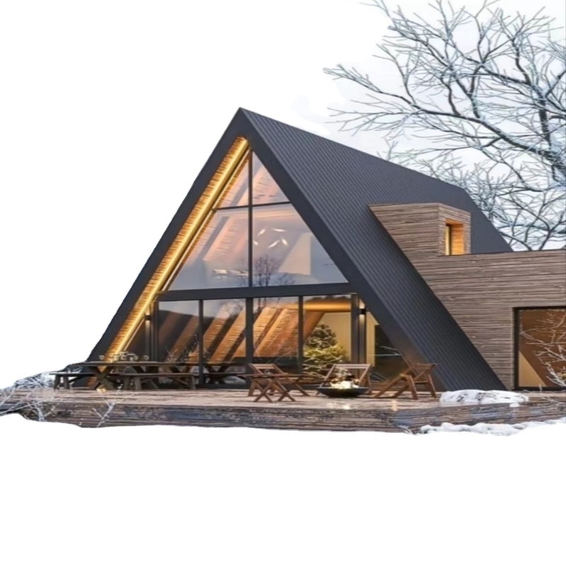 A-type frame small triangular prefabricated wooden house modular residential triangular house