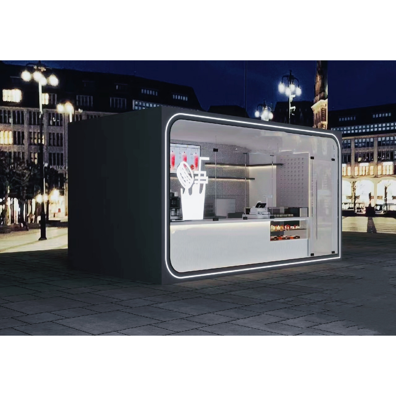 Custom Design High End Retail Indoor Food Kiosks Coffee Shopping Center Kiosk Gold Chocolate Shopping Mall Kiosk