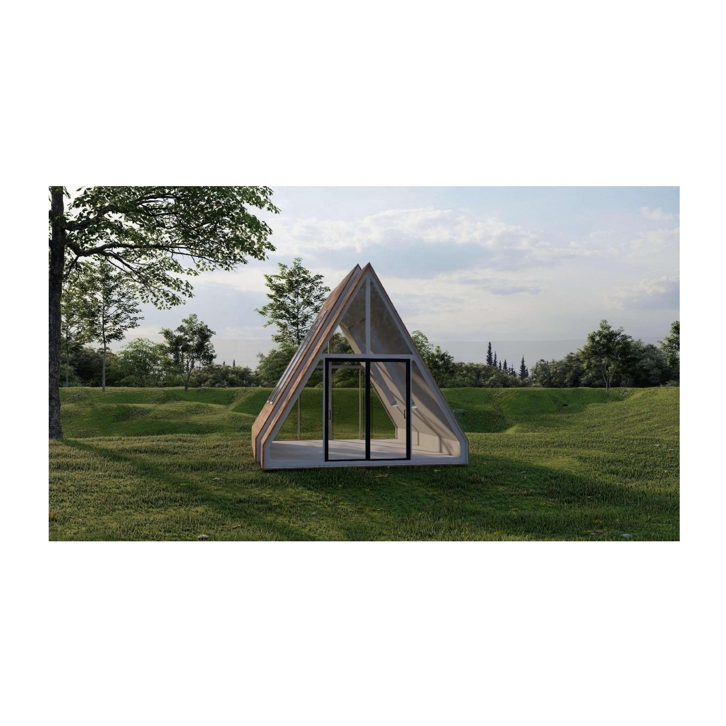 A-type frame small triangular prefabricated wooden house modular residential triangular house