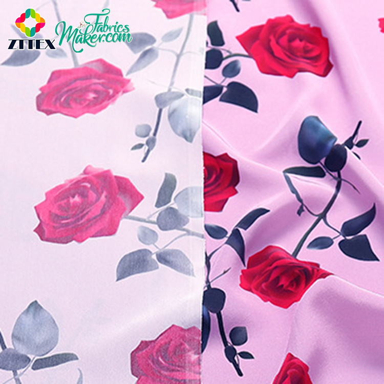 Zttex Guaranteed digital Printed naia silk moss crepe fabric