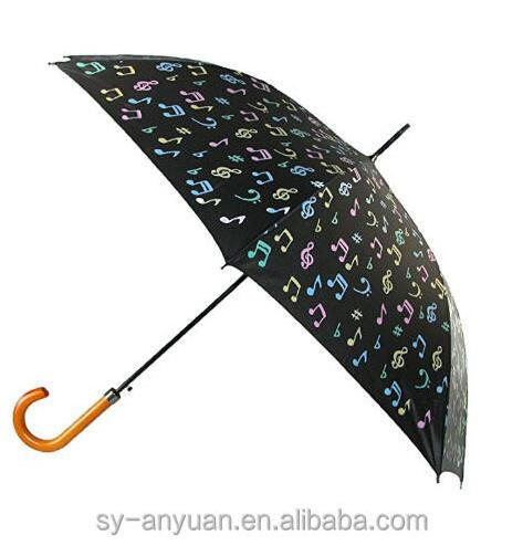 Rain Stopper Color Changing Musical Note Walking Stick Umbrella Lady's No Folding Golf Umbrella