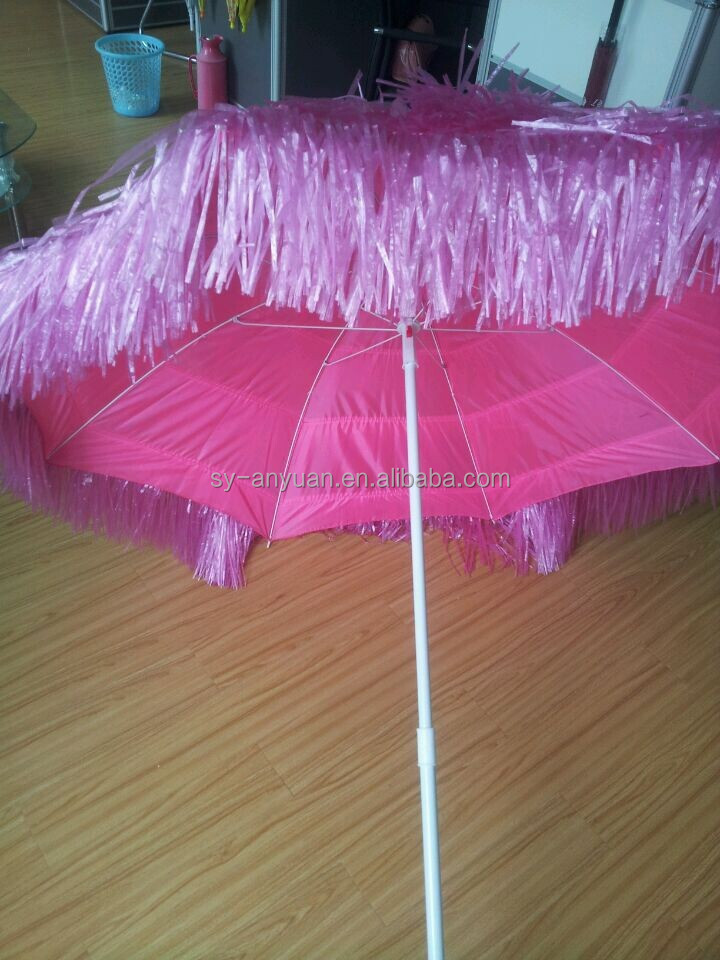 china umbrella factory custom outdoor pink hawaii grass umbrella