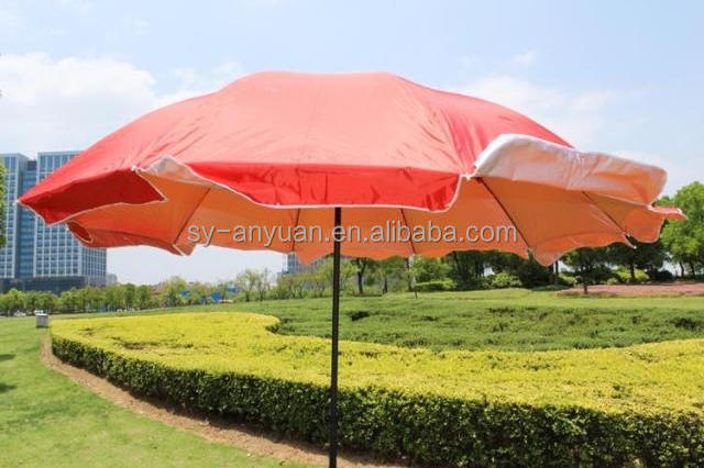 Custom logo printed advertising 46 inch large beach umbrella with silver coating inside