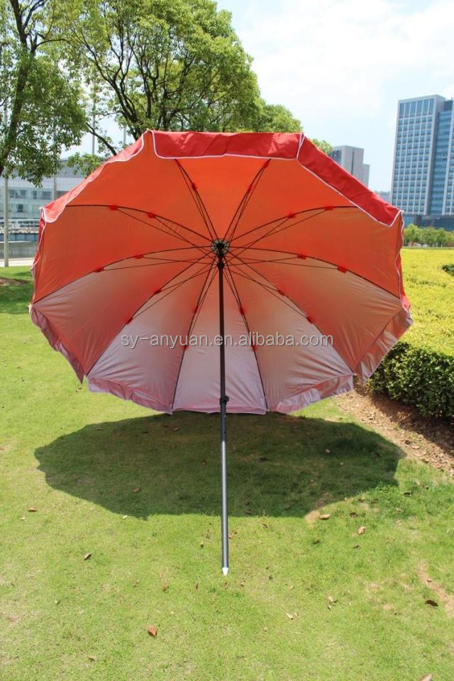 Custom logo printed advertising 46 inch large beach umbrella with silver coating inside