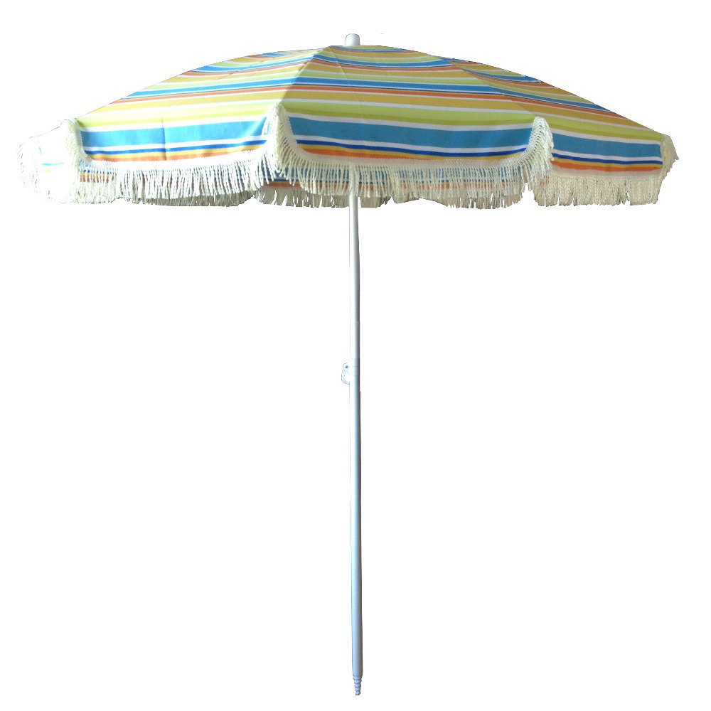 outdoor sun beach umbrella with cotton fringe