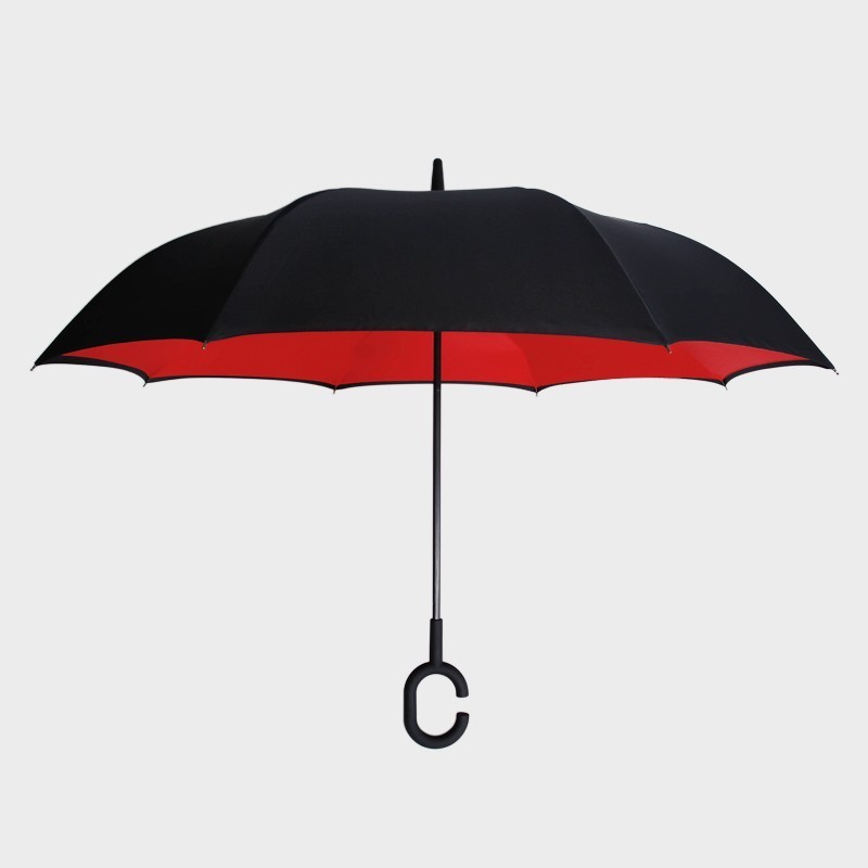 Double Canopy Sided Kazbrella Umbrella, C Handle Upside Down Inverted Umbrella For Cars