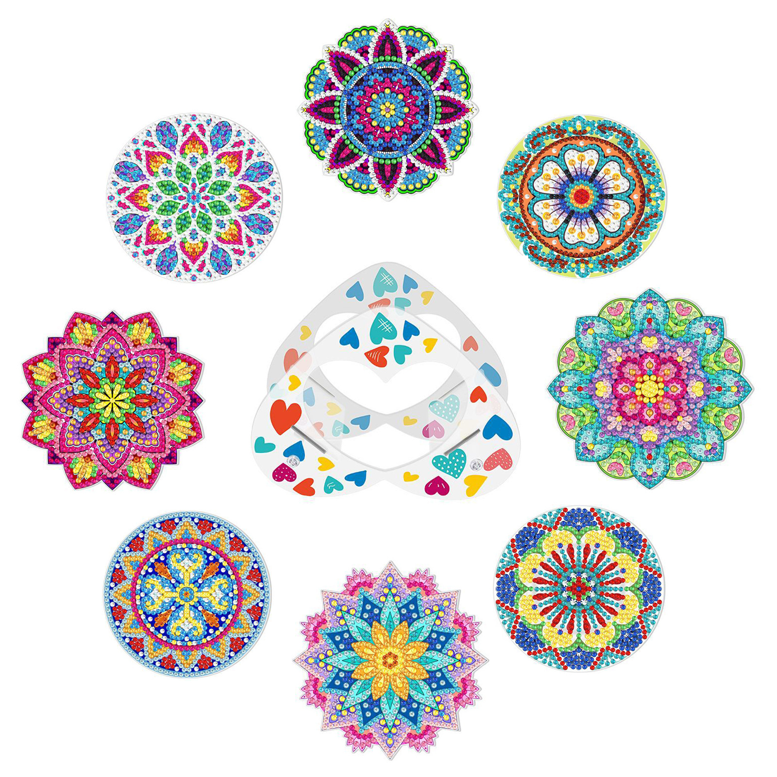 SONGWOO High quality resin diamond birthday gift With stand 8pack mandala 5D DIY Diamond Art Painting Kit Coasters